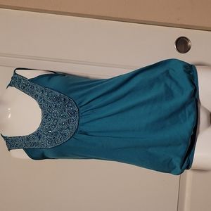 Womens Small Teal jeweled Tank Top